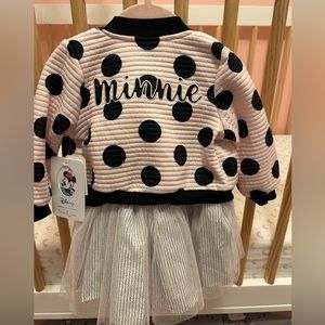 Pippa and Julie 12 month Minnie Polka Dot Bomber Jacket Dress Set